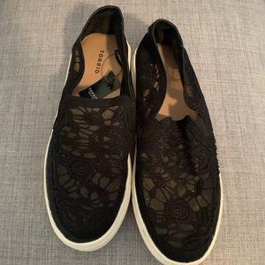 Torrid black crochet slip on sneaker
